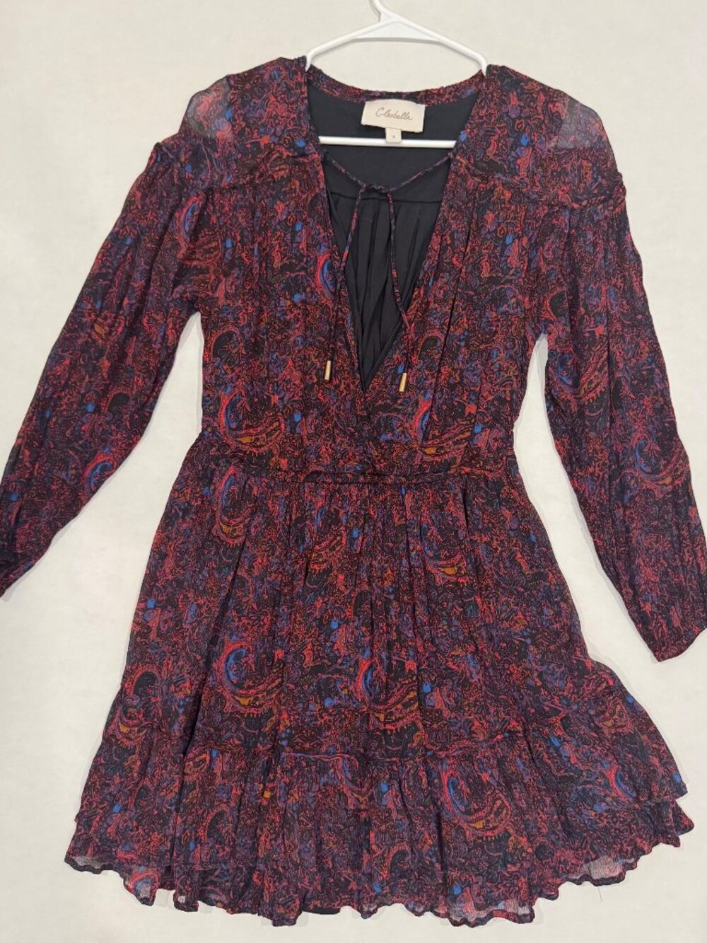 Cleobella Size S Nisha Mini Dress Dark Paisley Long Sleeve